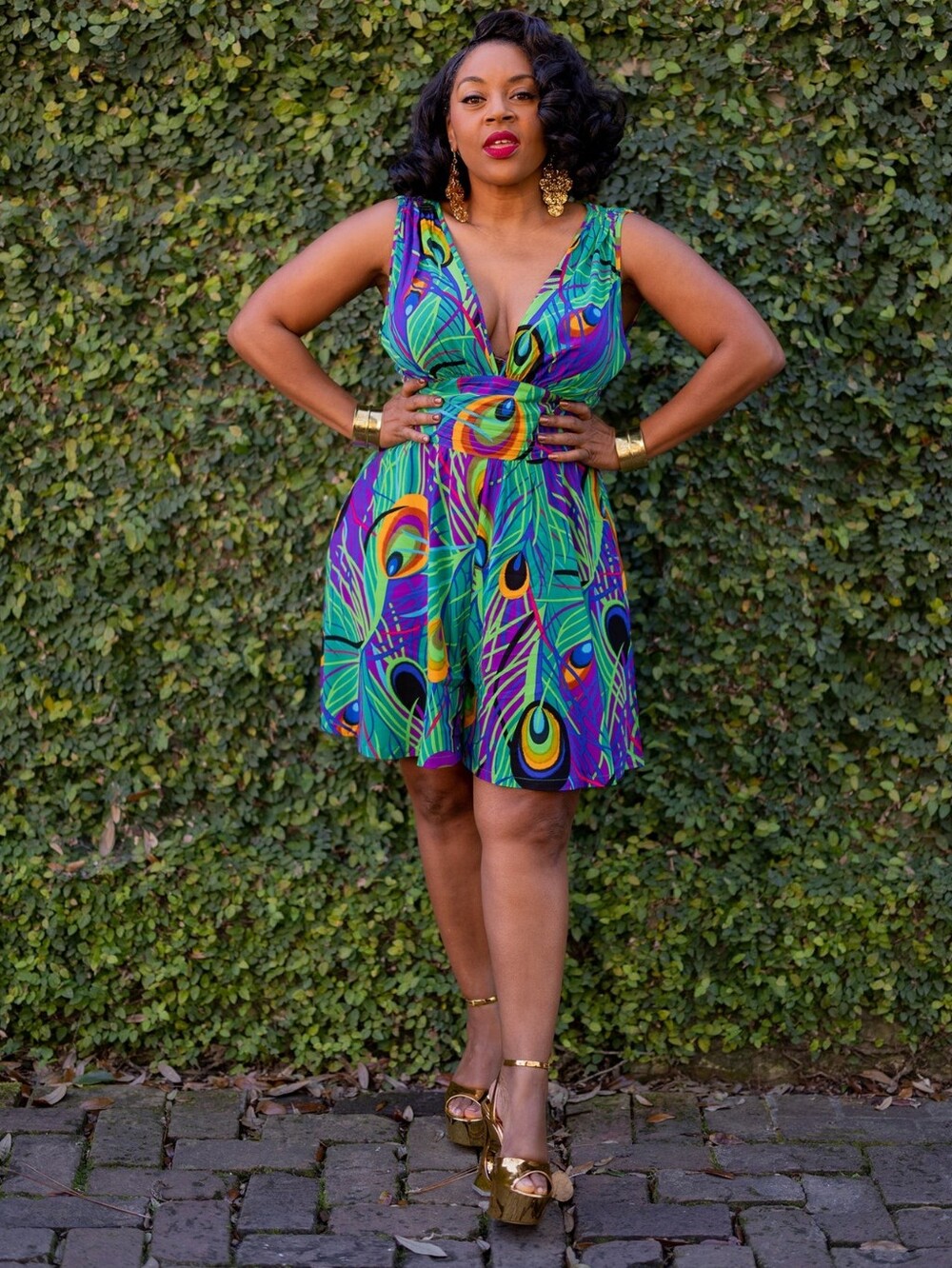 Trashy Diva Mardi Gras Feather Cami Romper